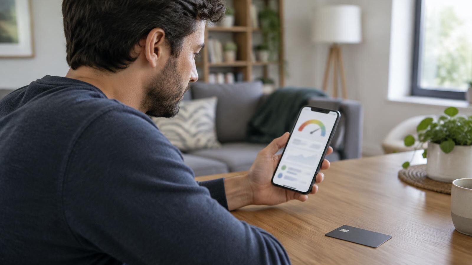 Man checking his credit card usage on a phone app