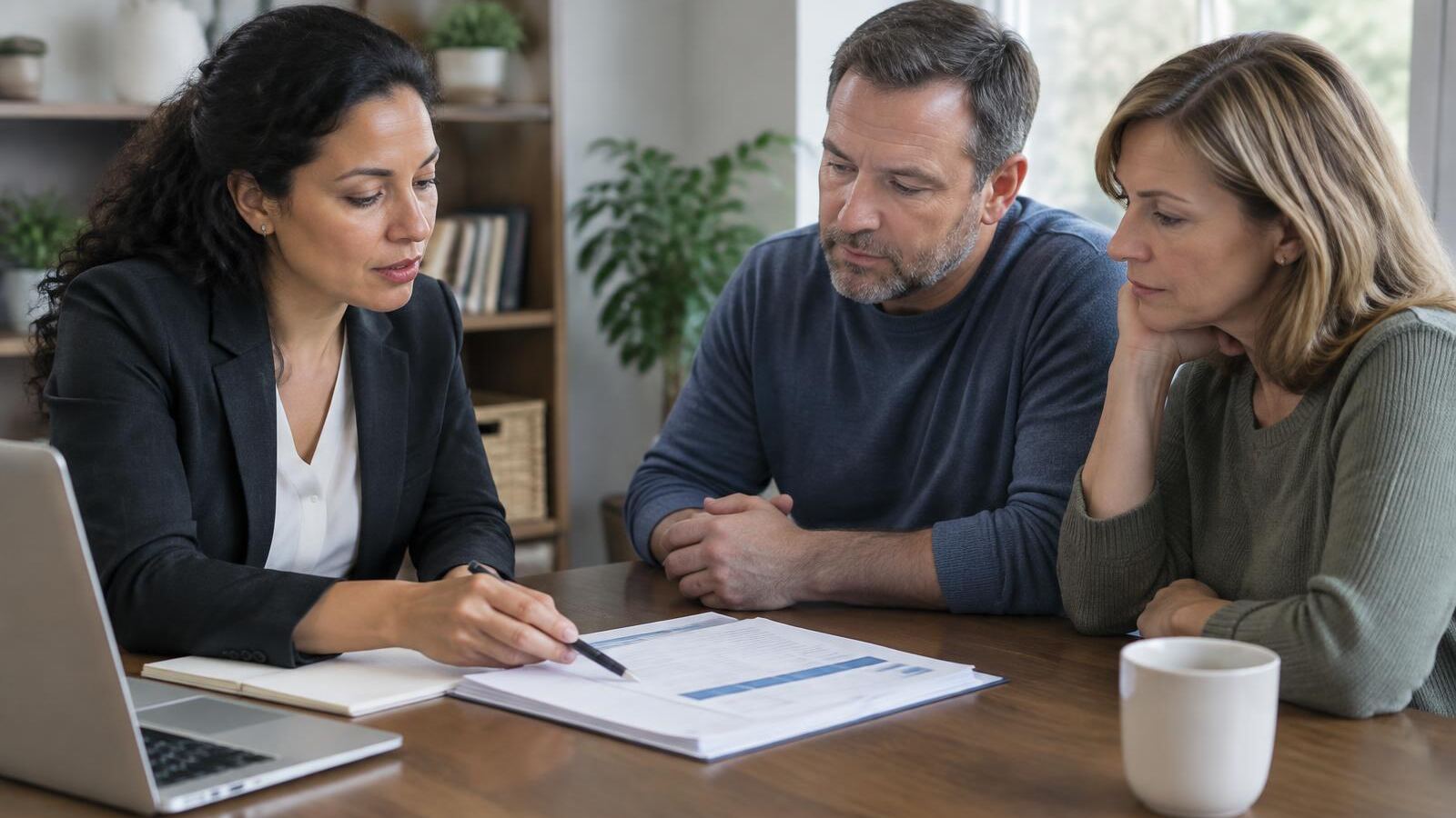 Credit counselor walking a couple through a debt repayment plan