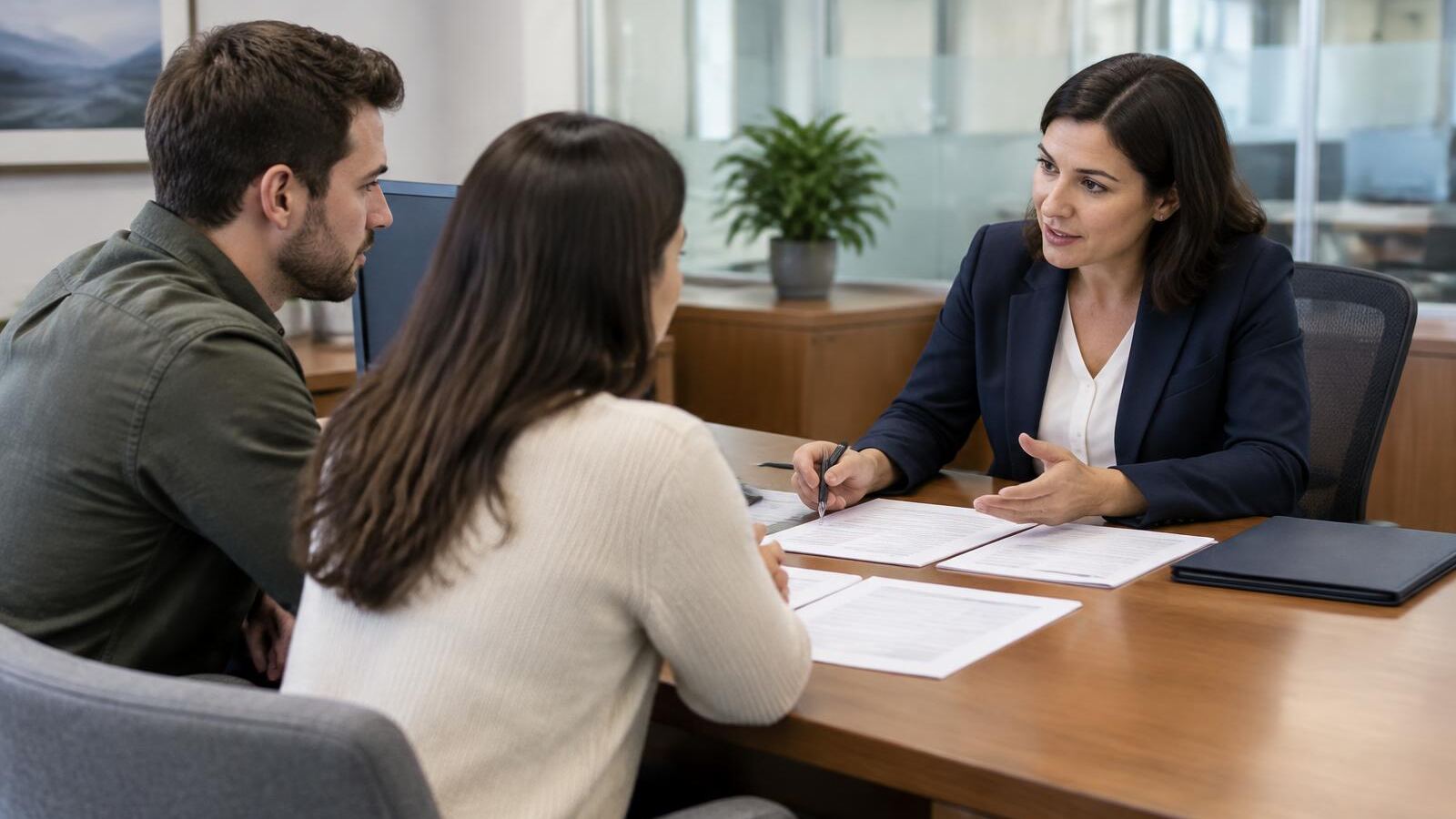 Couple discussing a loan with a bank loan officer