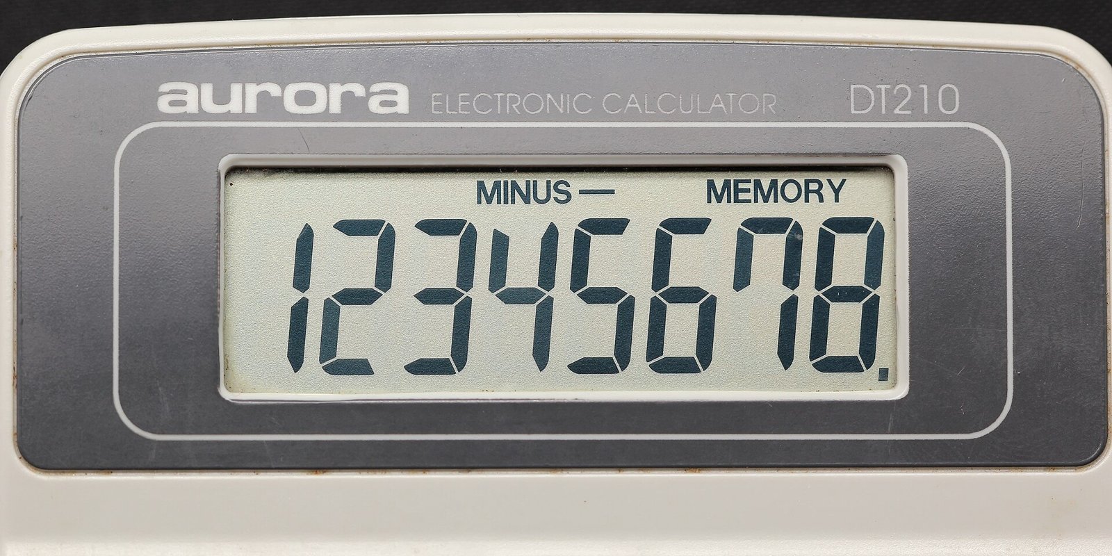 A close-up of an electronic calculator display showing a long number.